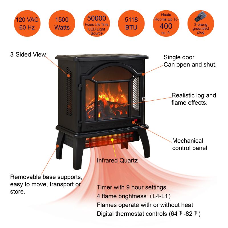 18-Inch 3D Flame Electric Fireplace