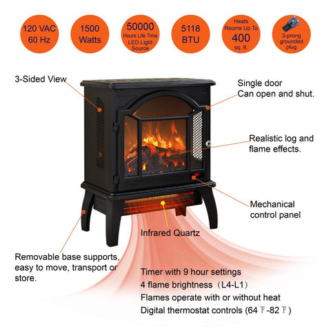 18-Inch 3D Flame Electric Fireplace