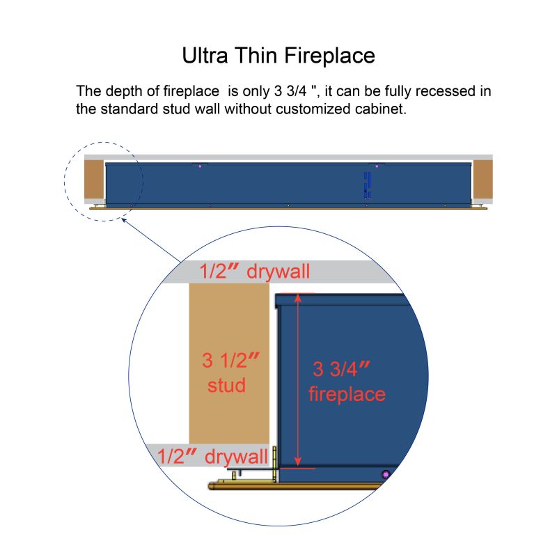 36,42-Inch Built-In Electric Fireplace