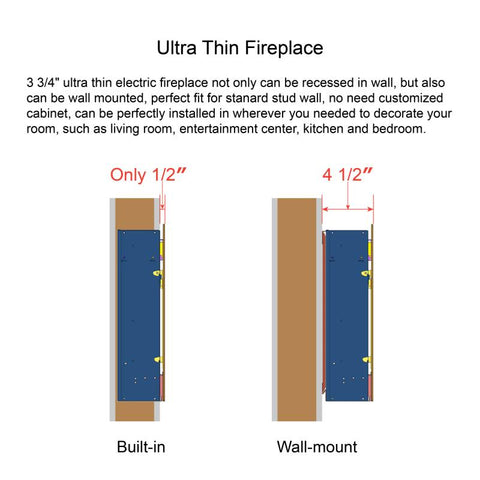 36,42-Inch Built-In Electric Fireplace