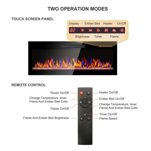 50, 60-Inch Built-In And Wall-Mounted Electric Fireplaces