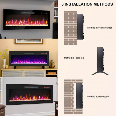 36,42-Inch Built-In Electric Fireplace