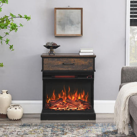 25-Inch Standing Side Table With Electric Fireplace