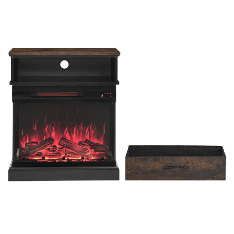 25-Inch Standing Side Table With Electric Fireplace