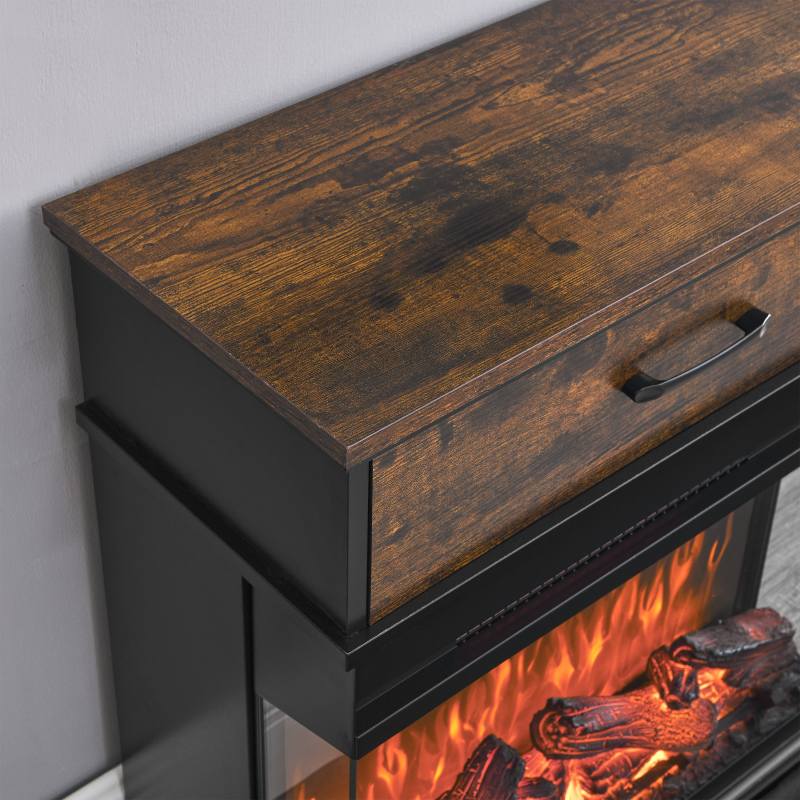 25-Inch Standing Side Table With Electric Fireplace