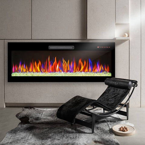 50, 60-Inch Built-In And Wall-Mounted Electric Fireplaces